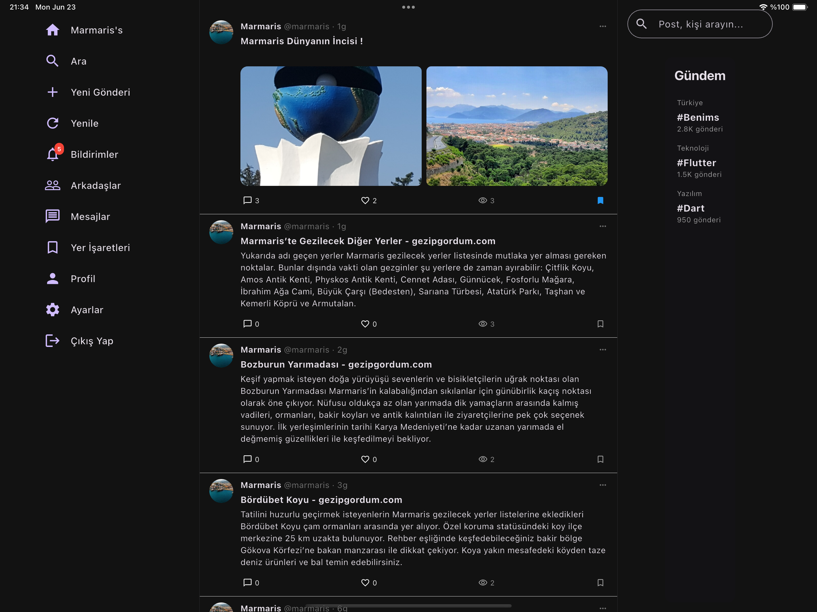 Tablet Ana Sayfa Koyu Yatay